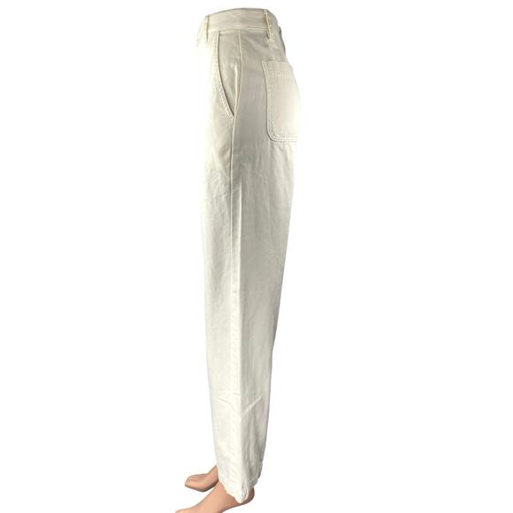 Aritzia Sun-deh Womens White Mid Rise Straight Wide Leg Trousers Pants Size 00 - Picture 2 of 5